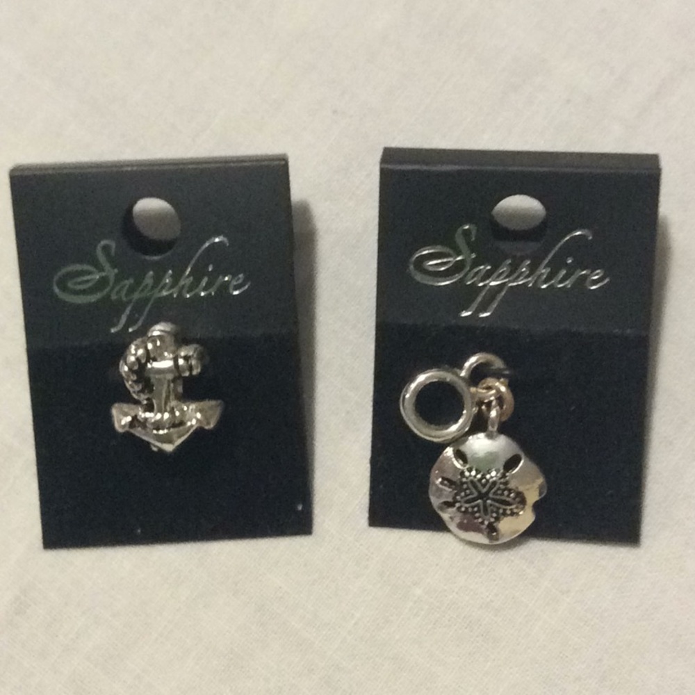 Sapphire Charms Anchor Bead and Sand Dollar Dangle New